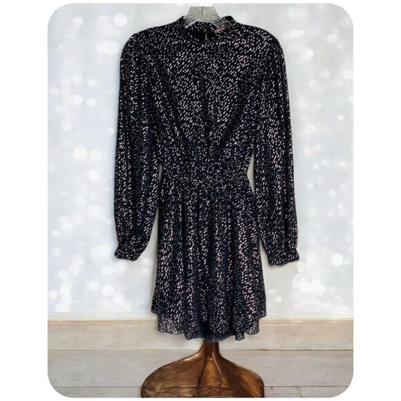 Lé Rumi Black Cocktail Mini Dress Rose Gold METALLIC Open Back Women's Size SM - Picture 1 of 8
